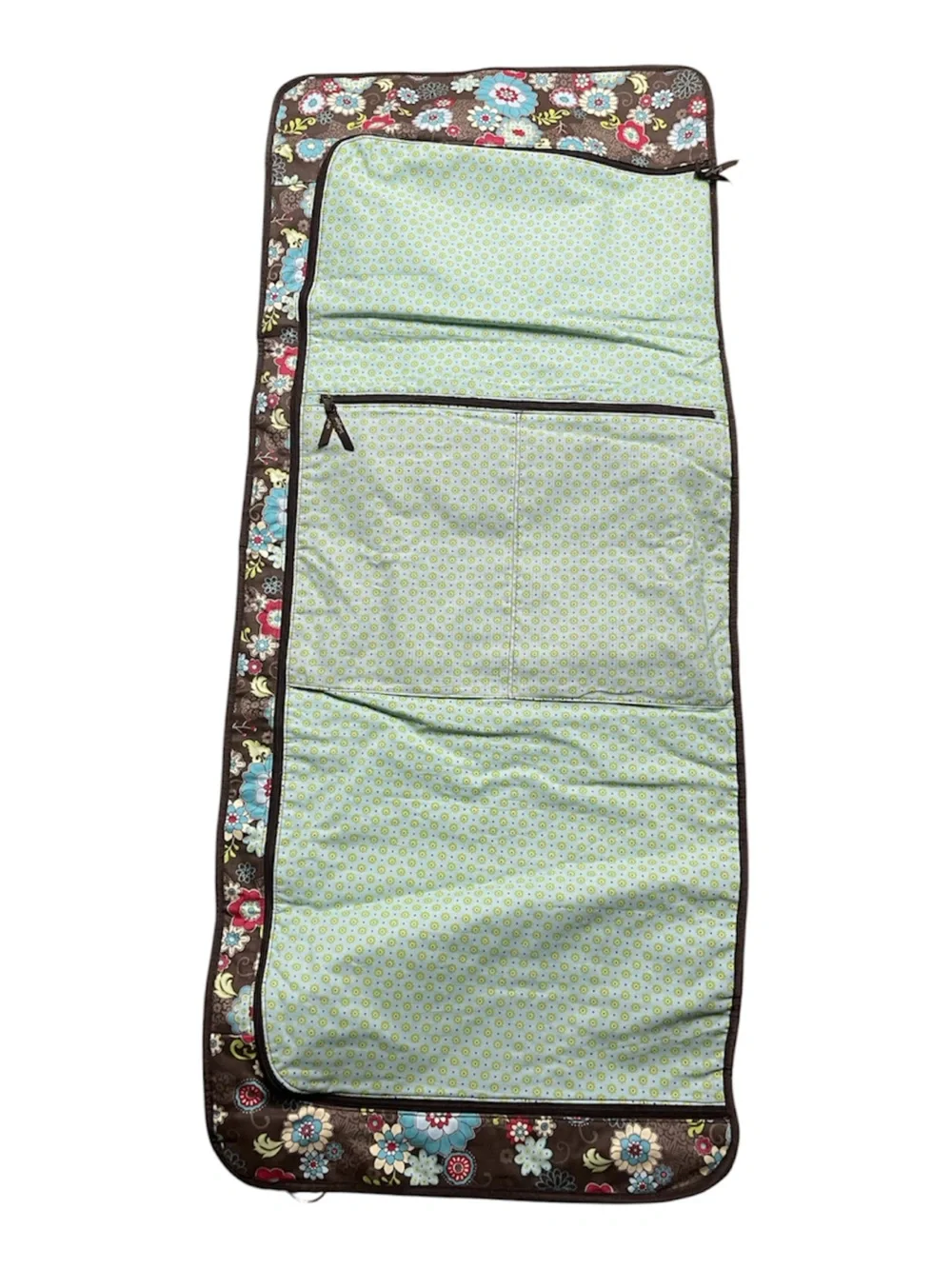 Vera Bradley Brown Floral Quilted Garment Bag with Aqua & Pink Flowers VTG Vibes